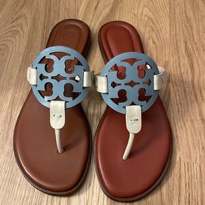 Brand New Tory Burch Miller Sandals - Blue White 6.5
